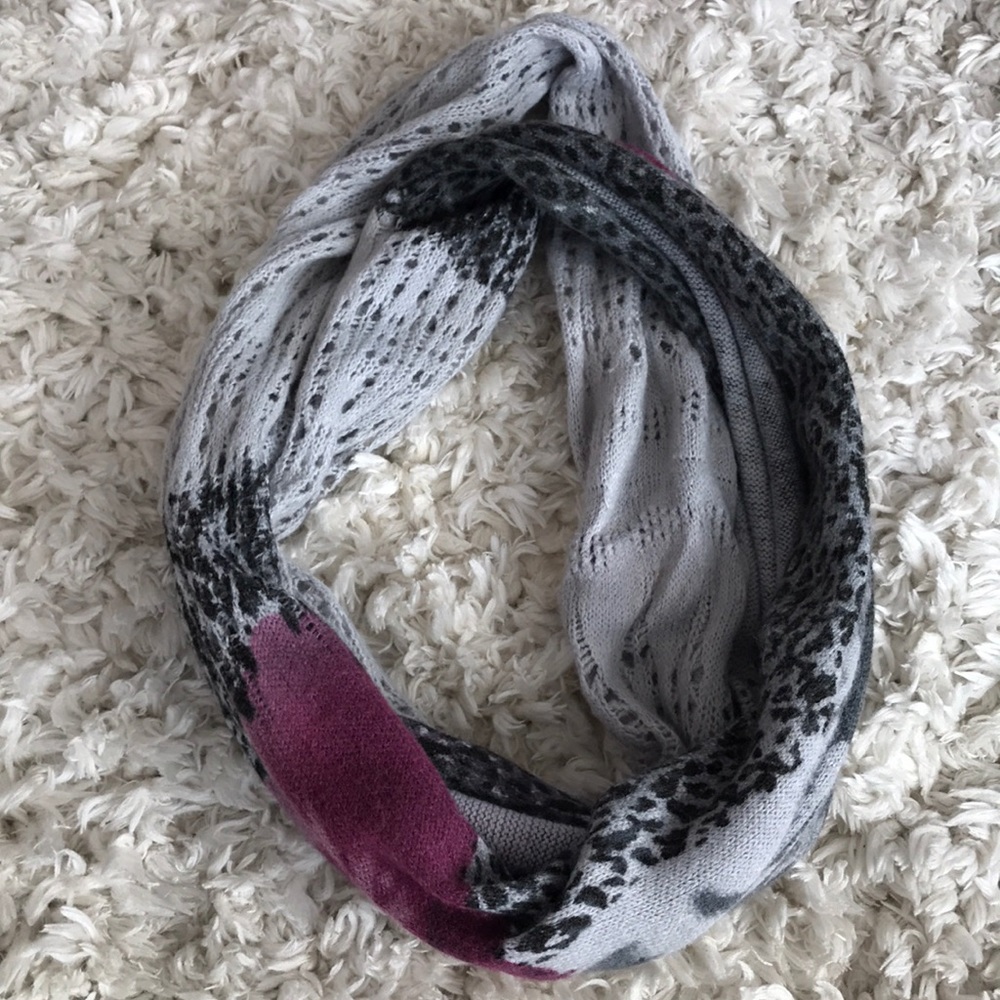 Grey and Purple Floral Infinity Scarf